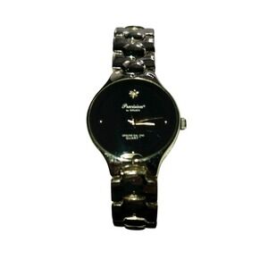 Gruen Precision Genuine Diamond Womens‎ 27MM Watch Black & Steel